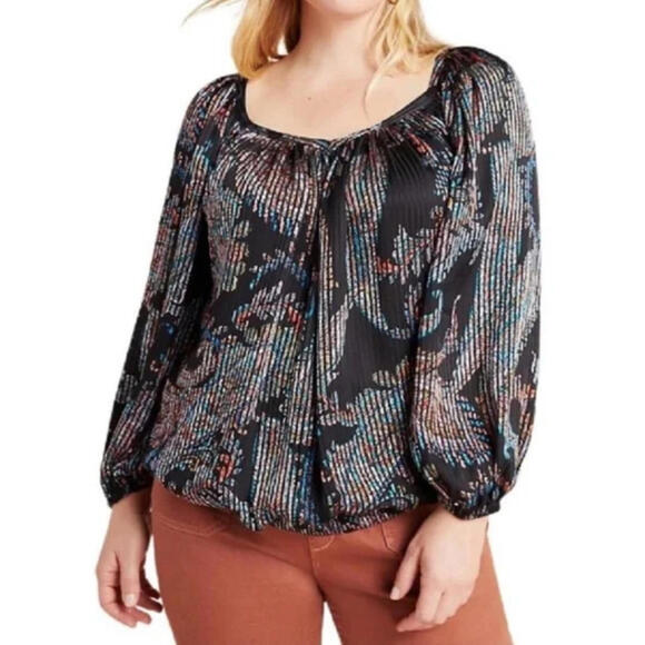 Maeve‎ Madeira Paisley Peasant Blouse Small Semi-Sheer Boho Top Anthropologie - Picture 4 of 9
